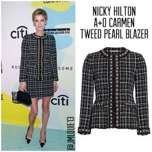 🎀SOLD🎀Alice + Olivia Carmen Tweed Pearl Embellished Blazer